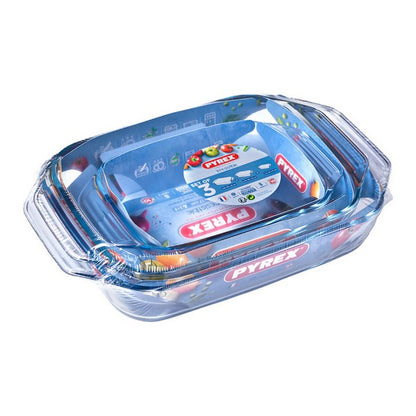 Set of Oven Dishes Pyrex Transparent Borosilicate Glass (3 pcs)