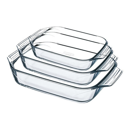 Set of Oven Dishes Pyrex Transparent Borosilicate Glass (3 pcs)