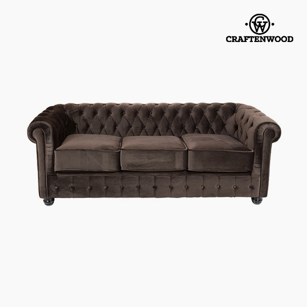 3 Seater Chesterfield Sofa Velvet Brown - Relax Retro Collection by Craftenwood