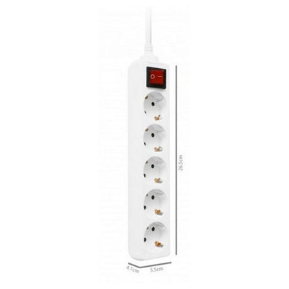 Power Socket - 5 sockets with Switch Ewent EW3916 Schuko White (1,5 m)