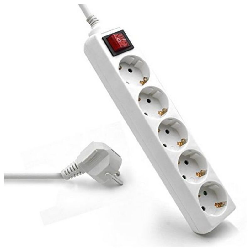 Power Socket - 5 sockets with Switch Ewent EW3916 Schuko White (1,5 m)