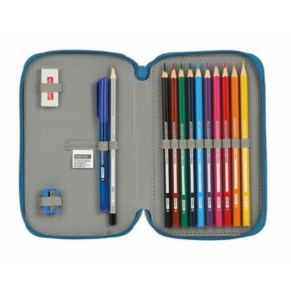 Double Pencil Case BlackFit8 Egeo Blue (28 pcs)