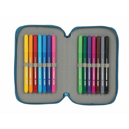 Double Pencil Case BlackFit8 Egeo Blue (28 pcs)