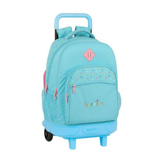 Zaino Scuola con Ruote Compact Benetton Candy Azzurro