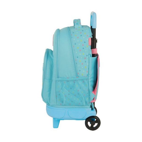 School Rucksack with Wheels Compact Benetton Candy Light Blue