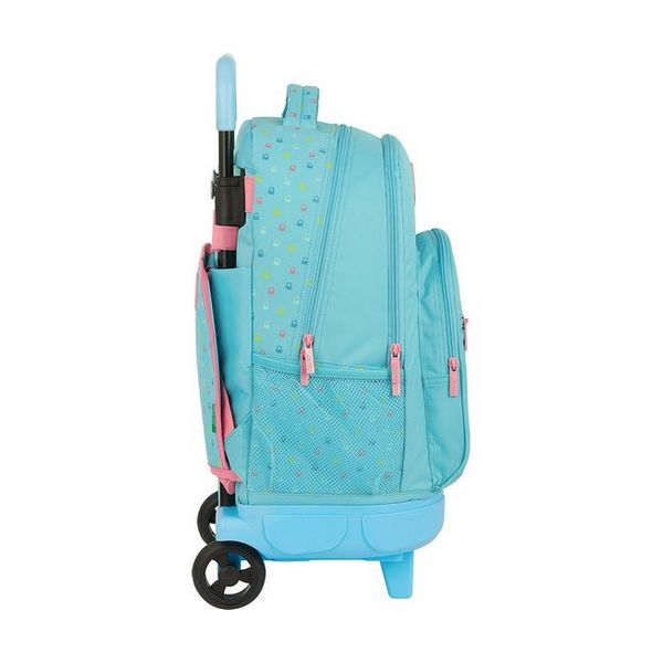 School Rucksack with Wheels Compact Benetton Candy Light Blue