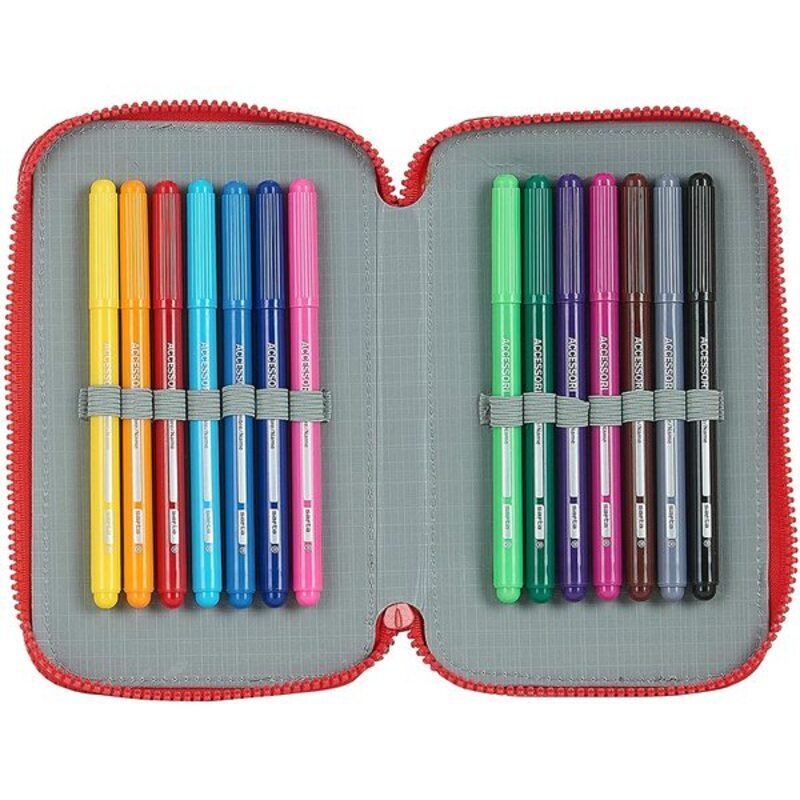 Double Pencil Case Atlético Madrid White Red (28 pcs)