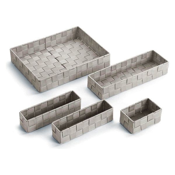 Set of Stackable Organising Boxes Textile (5 Pieces) (6 x 34 x 26 cm)