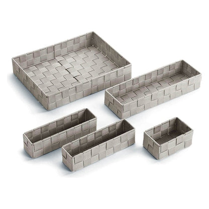 Set of Stackable Organising Boxes Textile (5 Pieces) (6 x 34 x 26 cm)