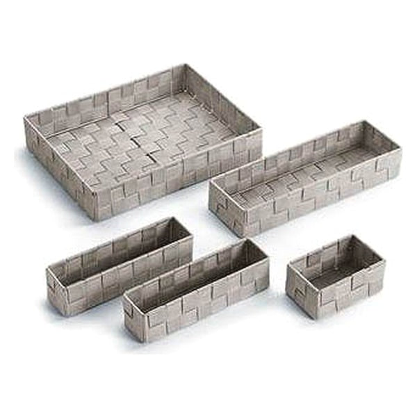 Set of Stackable Organising Boxes Textile (5 Pieces) (6 x 34 x 26 cm)