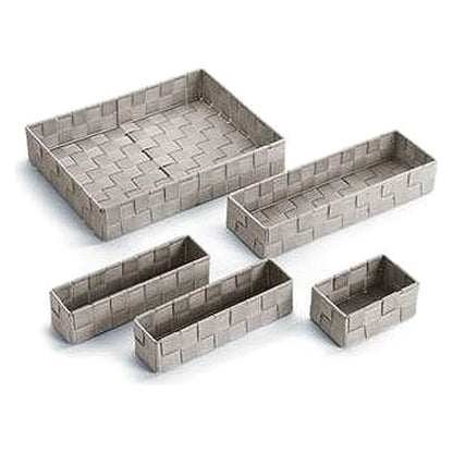 Set of Stackable Organising Boxes Textile (5 Pieces) (6 x 34 x 26 cm)