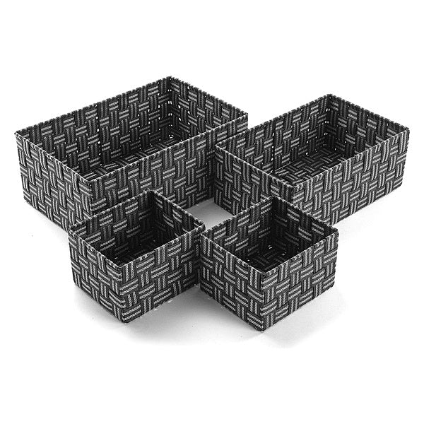 Set of Stackable Organising Boxes Textile (4 Pieces) (25 x 15 x 38 cm)