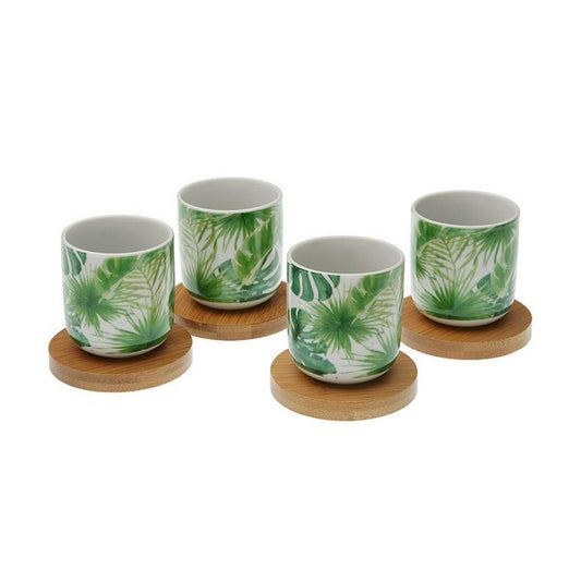 Piece Coffee Cup Set New Leaves Bamboo Porcelain (4 pcs)