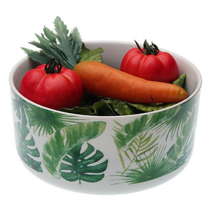 Salad Bowl New Leaves Porcelain (22,2 x 11 x 22,2 cm)