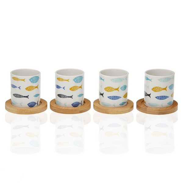 Piece Coffee Cup Set Blue Bay Bamboo Porcelain (4 pcs)
