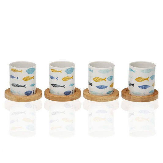 Piece Coffee Cup Set Blue Bay Bamboo Porcelain (4 pcs)