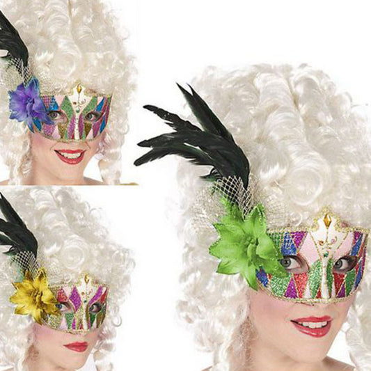Maschera per occhi con piume multicolore