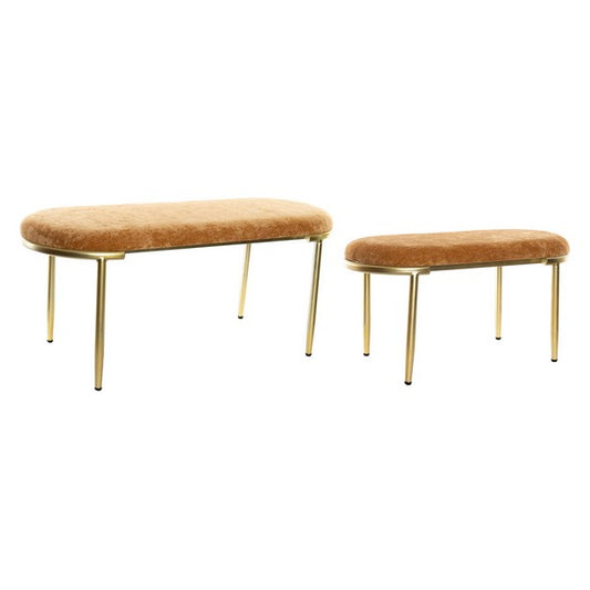 Bench DKD Home Decor Mandy Polyester Metal (2 pcs)