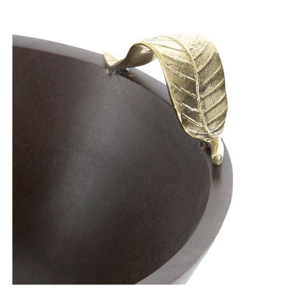 Centerpiece DKD Home Decor Brass Mango wood Dark brown (25 x 25 x 11 cm) (25 x 25 x 11 cm)
