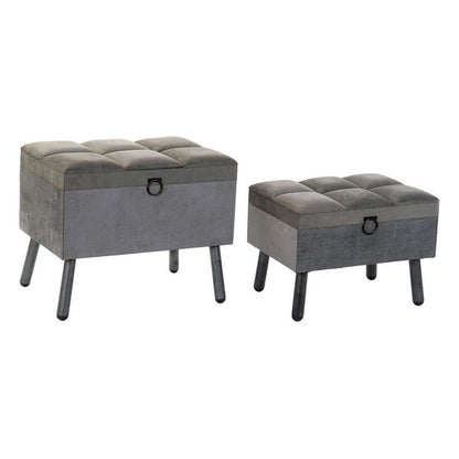 Footrest DKD Home Decor (2 pcs) Velvet MDF Wood Loft (50 x 38 x 35 cm) (60 x 40 x 50 cm)