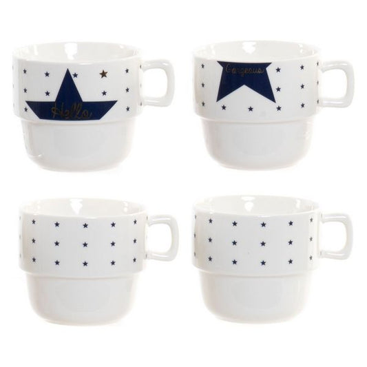 Piece Coffee Cup Set DKD Home Decor Star (200 ml) (4 pcs)