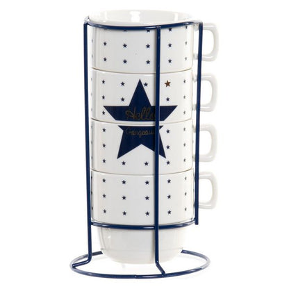 Piece Coffee Cup Set DKD Home Decor Star (200 ml) (4 pcs)