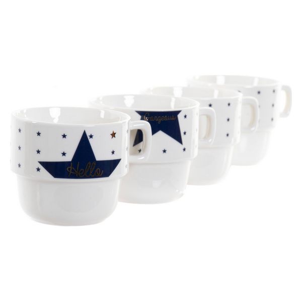 Piece Coffee Cup Set DKD Home Decor Star (200 ml) (4 pcs)