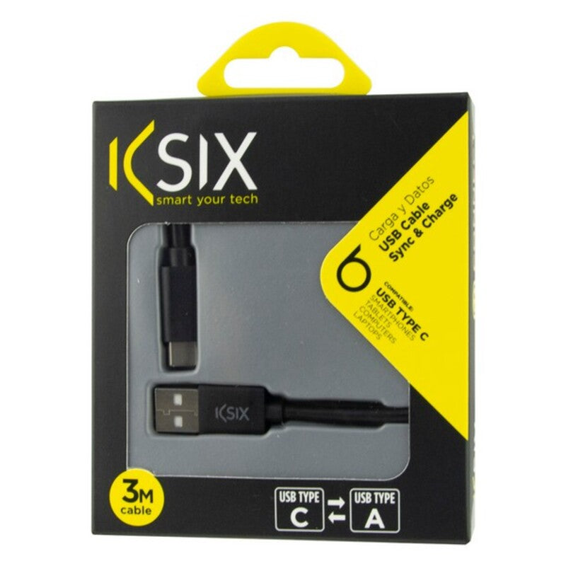 Cavo USB-C a USB KSIX 3 m Nero
