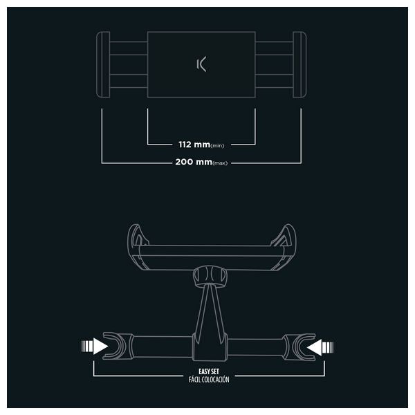 Supporto dispositivo per poggiatesta auto KSIX 360º Nero