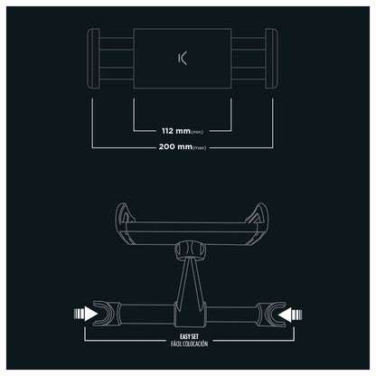 Supporto dispositivo per poggiatesta auto KSIX 360º Nero