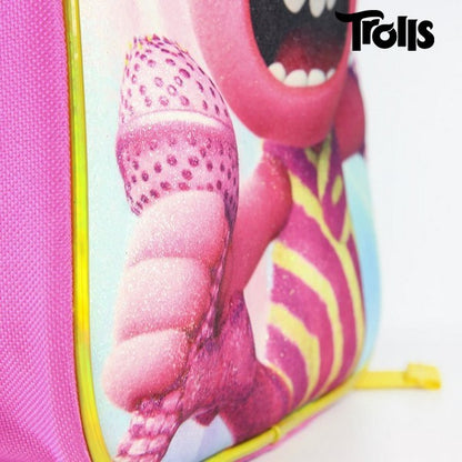 3D School Bag with Wheels Trolls Pink