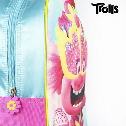 3D School Bag with Wheels Trolls Pink