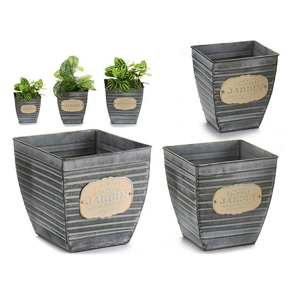 Planter Tin (3 Pieces) (20 x 18,5 x 20 cm) Squared