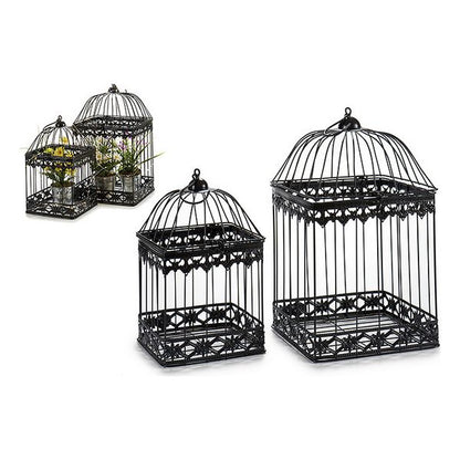 Cage Black Metal Ironwork Black (2 Pieces) (23 x 40 x 23 cm)