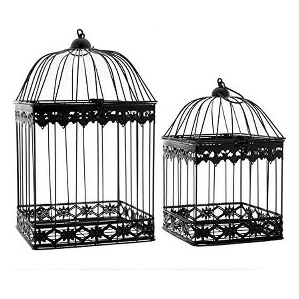 Cage Black Metal Ironwork Black (2 Pieces) (23 x 40 x 23 cm)