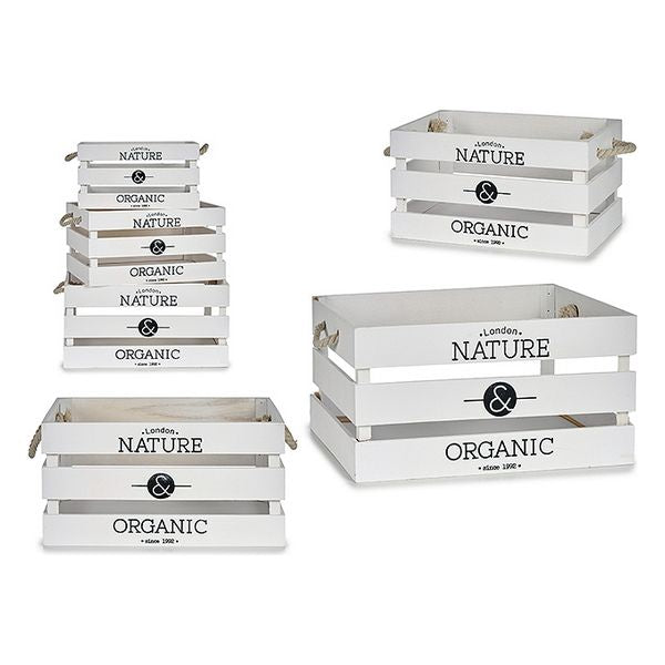 Storage Box White Wood (3 Pieces)