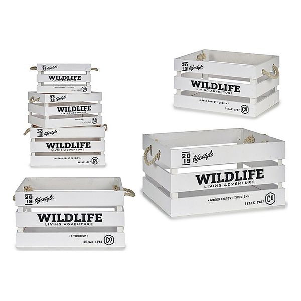 Storage Box White Wood (30 x 20 x 40 cm) (3 pcs)