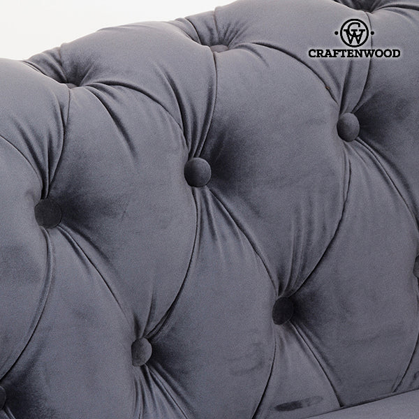 Divano Chesterfield a 3 posti in velluto grigio - Collezione Relax Retro di Craftenwood