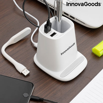Caricatore Wireless 5 in 1 con Supporto Organizer e Lampada LED USB DesKing InnovaGoods