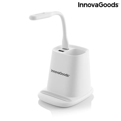 Caricatore Wireless 5 in 1 con Supporto Organizer e Lampada LED USB DesKing InnovaGoods