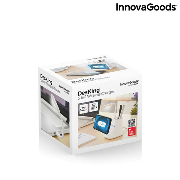 Caricatore Wireless 5 in 1 con Supporto Organizer e Lampada LED USB DesKing InnovaGoods