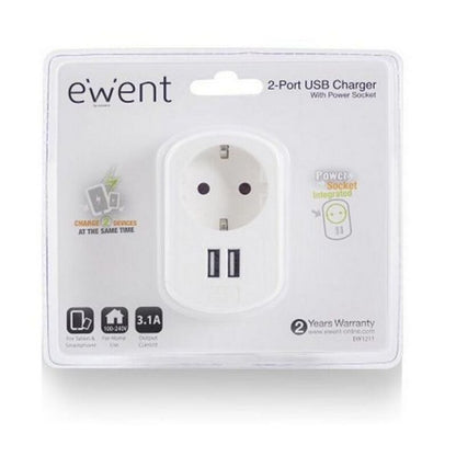 Spina da muro con 2 porte USB Ewent EW1211 3,1 A