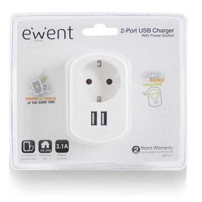 Spina da muro con 2 porte USB Ewent EW1211 3,1 A