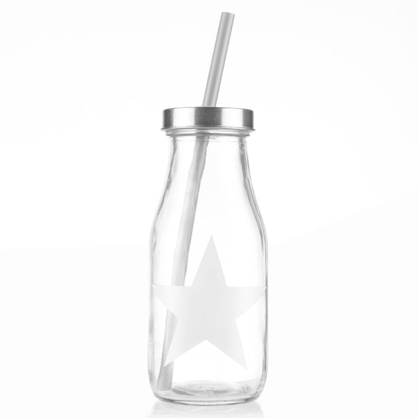 Glass Bottle with Star Straw