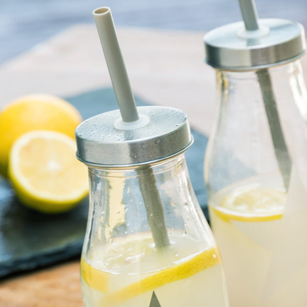 Glass Bottle with Star Straw
