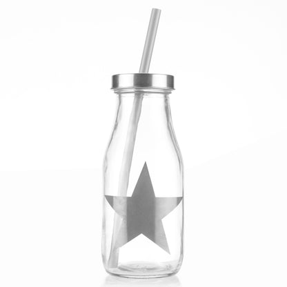 Glass Bottle with Star Straw