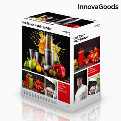 InnovaGoods One Touch Nutri-Blender with Recipe Book 600W Grey