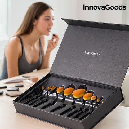 InnovaGoods Oval Makeup Brush Set (11 Pieces)