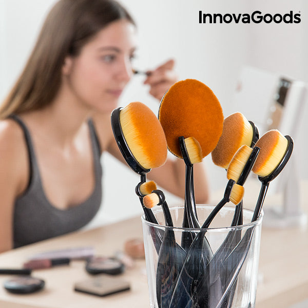 InnovaGoods Oval Makeup Brush Set (11 Pieces)