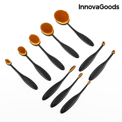 InnovaGoods Oval Makeup Brush Set (11 Pieces)
